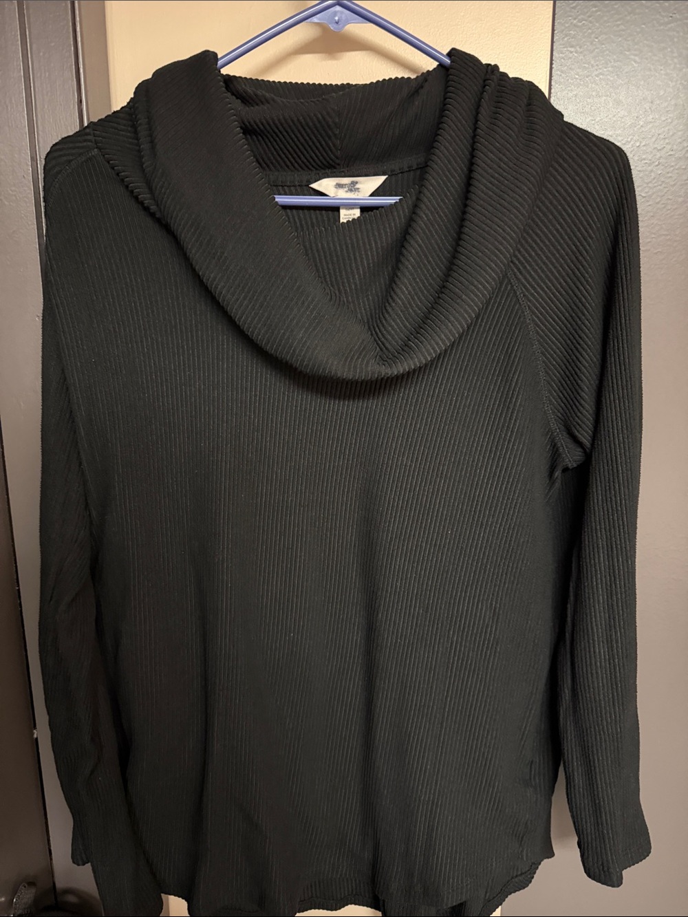 J. Crew Black Ribbed Cowl Neck Sweater